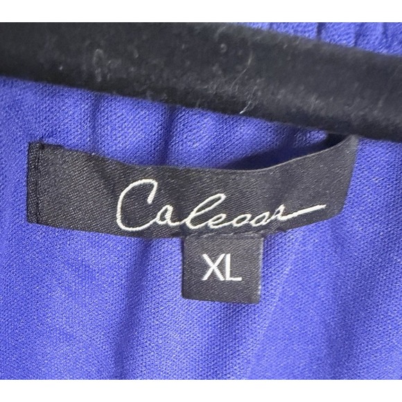 CALESSA Embroidered Top Womens XL BLUE Floral Layered Boho Off the Shoulder - Picture 2 of 9